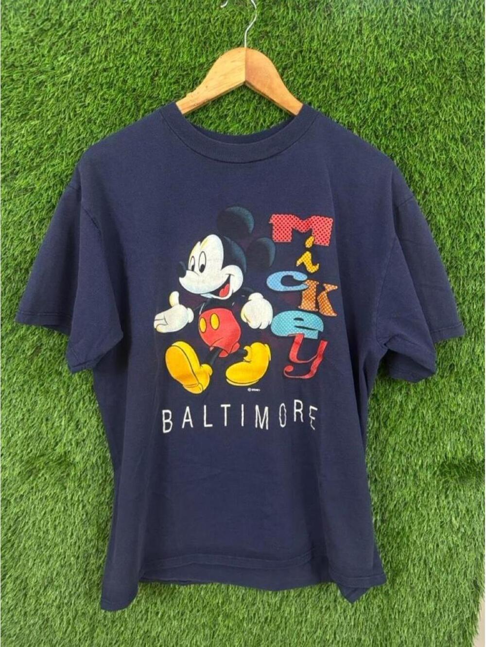 Vintage Disney Mickey Mouse Baltimore Graphic T Shirt Navy Tourist Tee